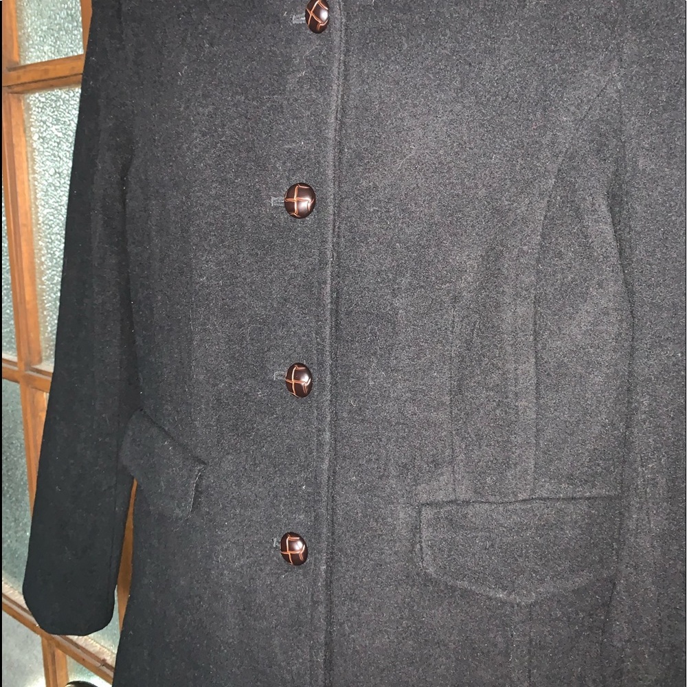 Classic Black Women's Wool Coat - Timeless Winter Jacket - Picture 3 of 9
